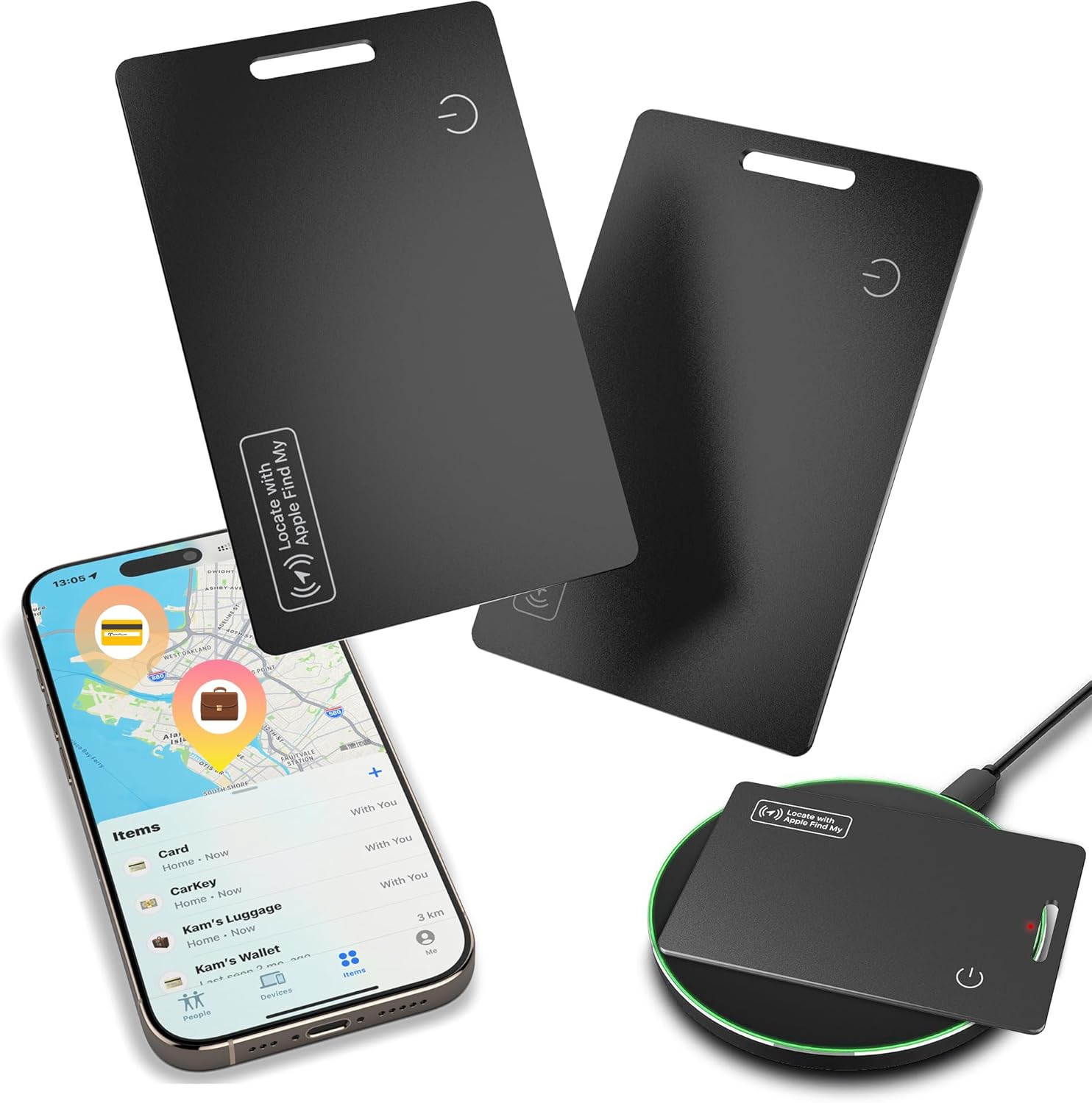 Wallet Tracker Card, Thin Bluetooth Tracker, Works with Apple Find My (iOS Only), Rechargeable, Wallet Finder and Item Locator for Wallet, Luggage Tags and More(2 pcs