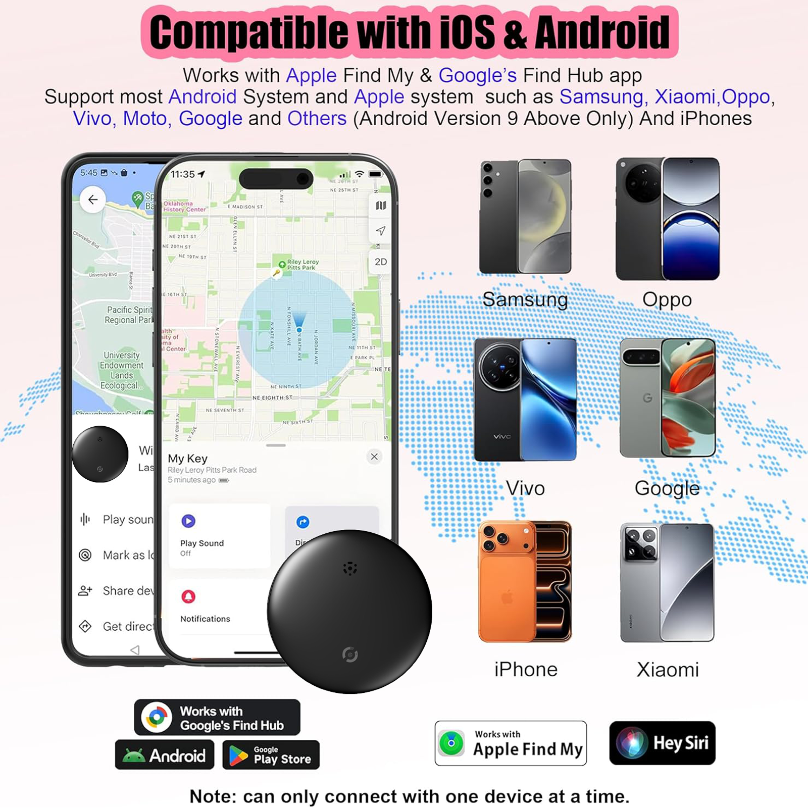 Tracker Smart Tags Android & iOS-Dual System Bluetooth Luggag Tracker Keys Finder/Item Locator Work with Apple Find My (iOS)&Google's Find Hub(Android) for Key,Backpack,Luggage Black (4 Packs)