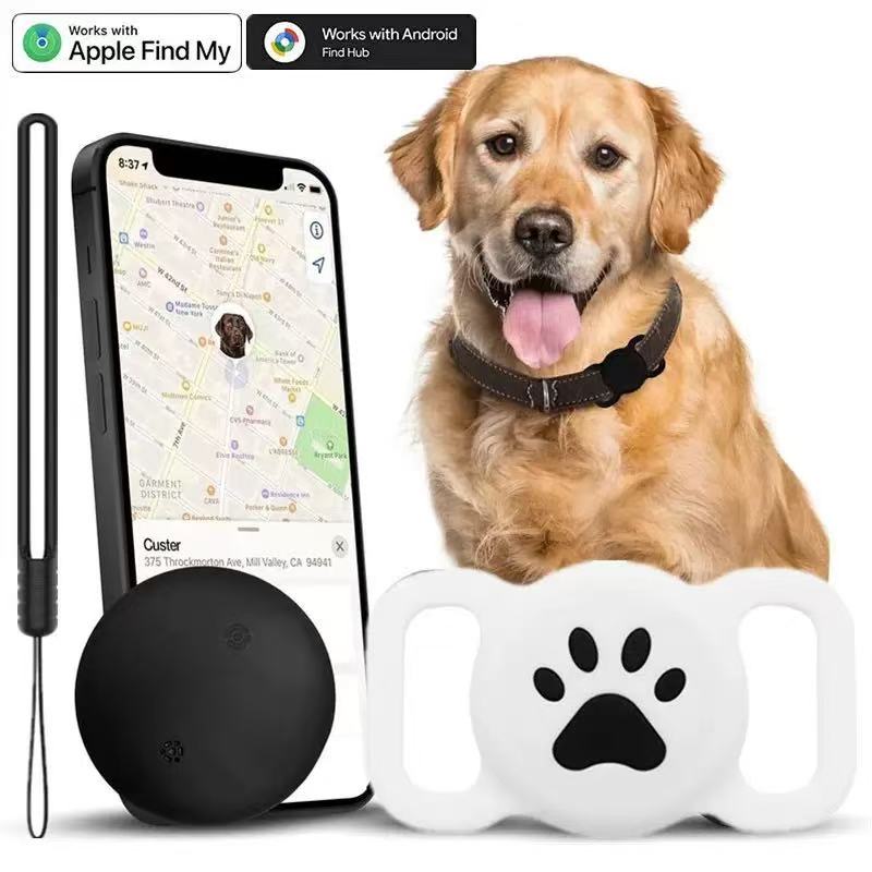 Pet Tracker Works with Apple Find My & Google Find My Device, No Monthly Fee No SIM IP68 Waterproof Mini Dog Cat Finder, 365-Day Long Battery Anti-Loss Locator with Collar Holder