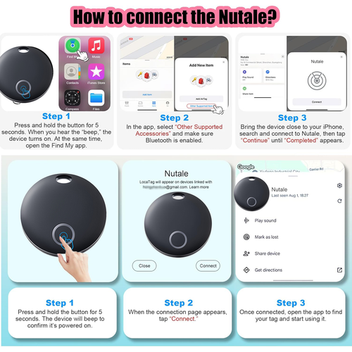 1 Pack Tracker Smart Tags Android & iOS-Dual System Bluetooth Luggag Tracker Keys Finder/Item Locator Work with Apple Find My (iOS)&Google's Find Hub(Android) for Key,Backpack,Luggage Black