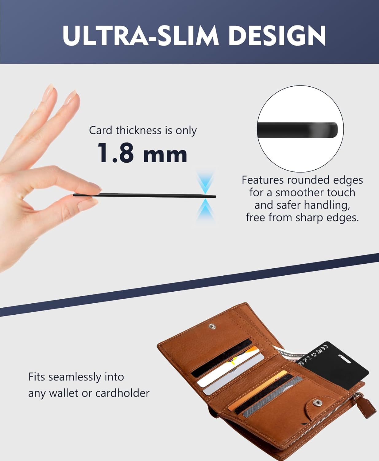 Wallet Tracker Card, Thin Bluetooth Tracker, Works with Apple Find My (iOS Only), Rechargeable, Wallet Finder and Item Locator for Wallet, Luggage Tags and More(2 pcs
