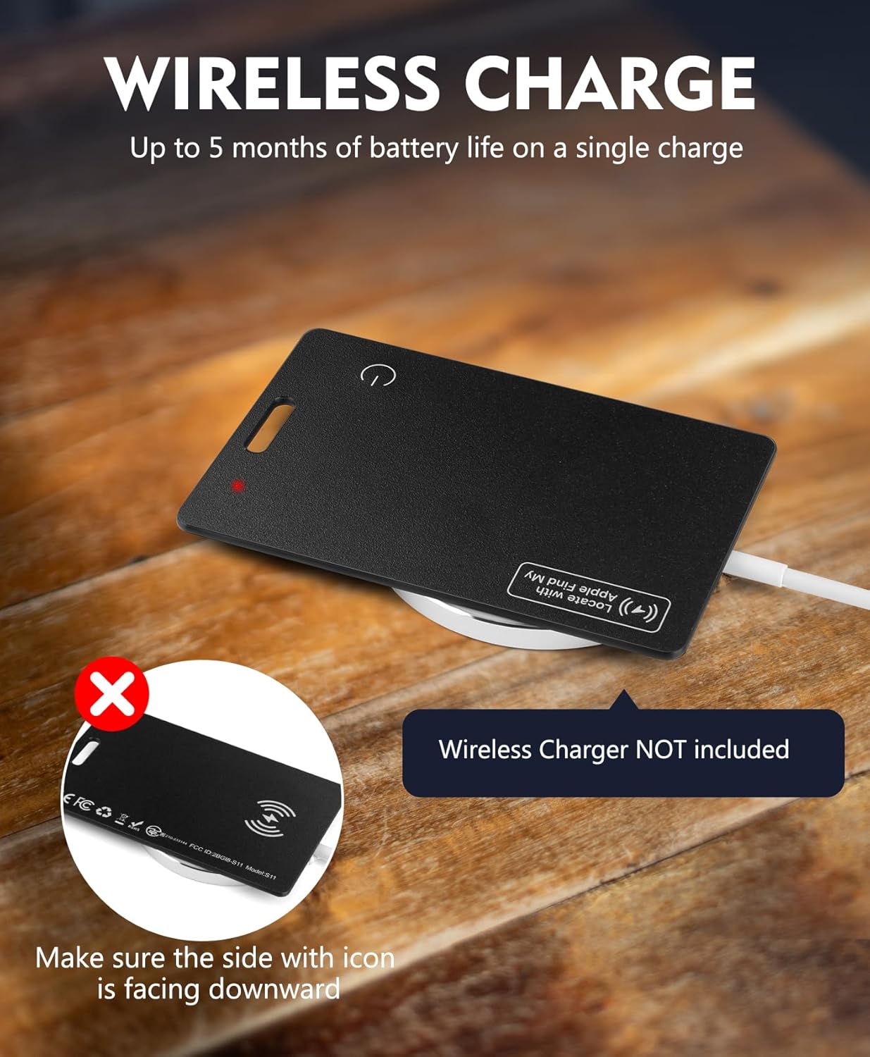 Wallet Tracker Card, Thin Bluetooth Tracker, Works with Apple Find My (iOS Only), Rechargeable, Wallet Finder and Item Locator for Wallet, Luggage Tags and More(2 pcs