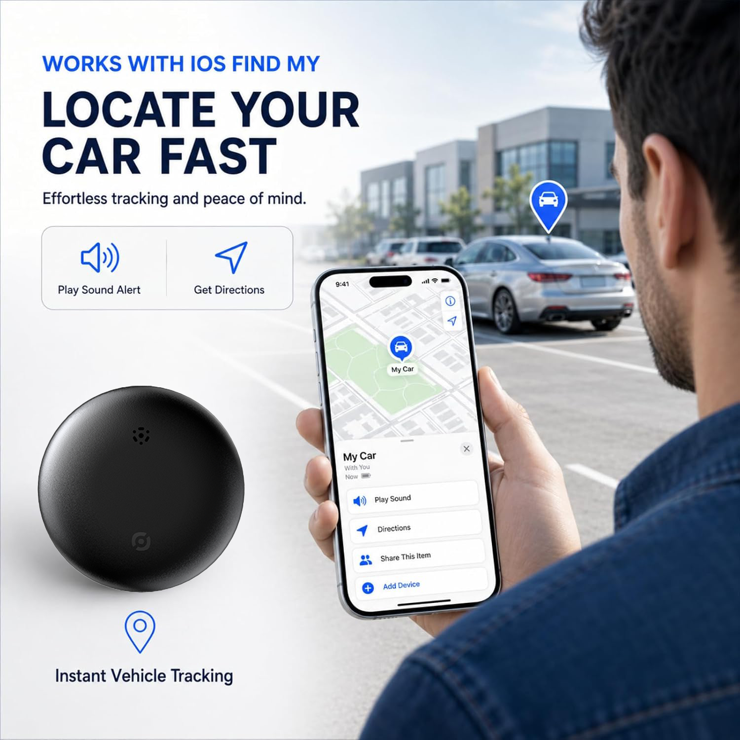Mini Magnetic Car Tracking Tag Works with Apple Find My & Google Find My Device, No SIM No Recurring Charges Waterproof Bluetooth Locator for Bike Truck Bag Keys