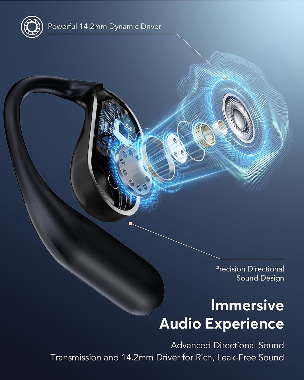 AI Translation Earbuds Real Time, 199+ Language Translator Earbuds, AI Enhanced Sound Audifonos Traductores Inglés Español, No Subscription Translating Headphones, OWS Open Ear 6-in-1 Smart Headphones