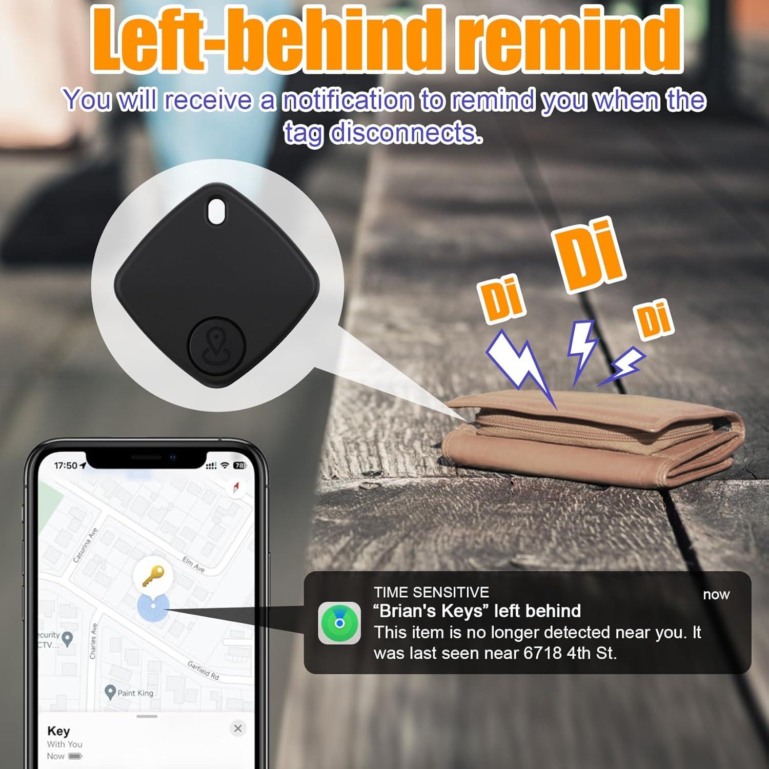 Tracker-4 Pack, Bluetooth Tracker Work with Find My (iOS Only), Smart Trakcer Key Finder and Item Locator with Lanyard, Tracker for Keys, Luggage Replaceable Battery (4 Packs)