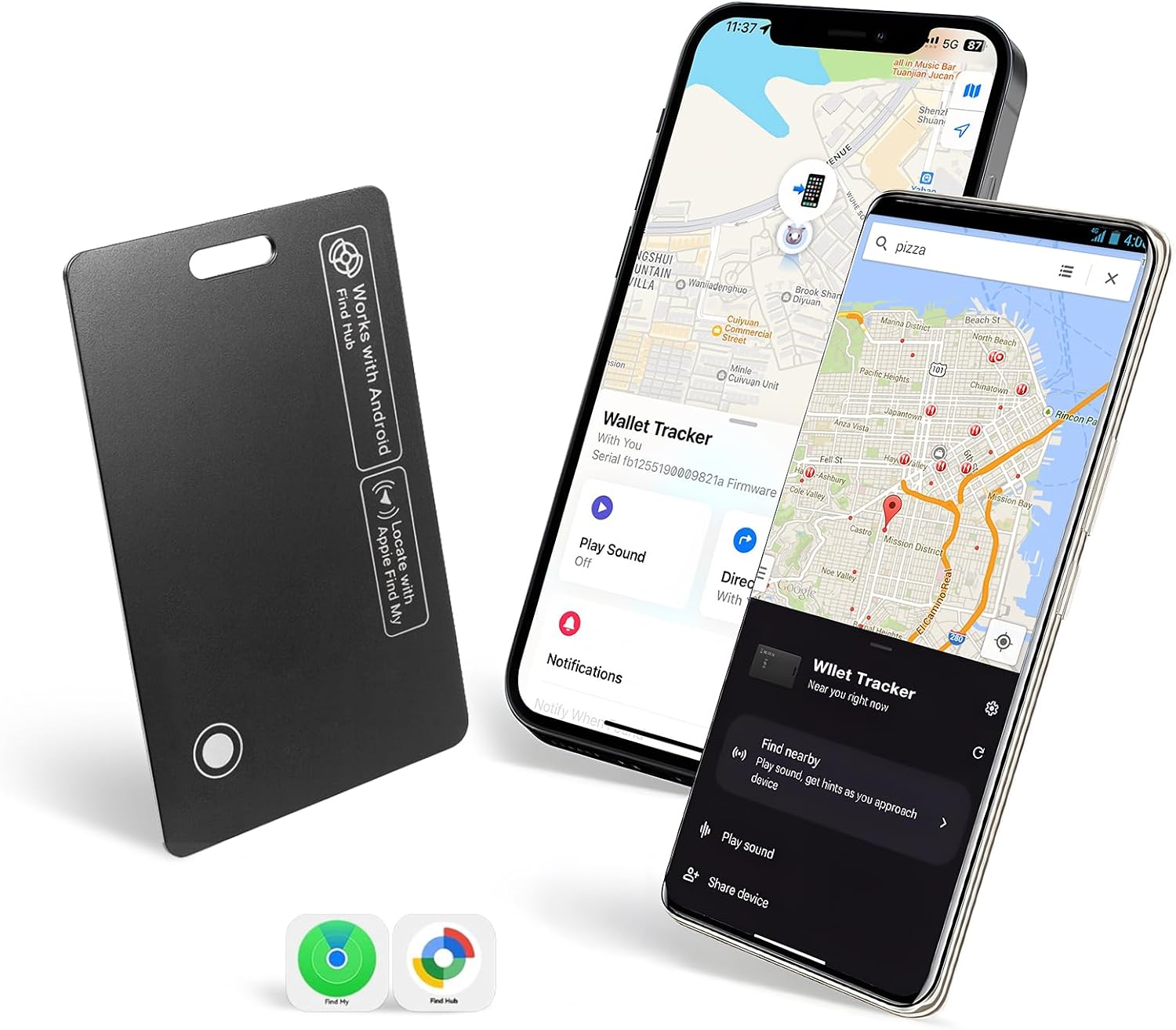 Wallet Tracker Card for Apple Find My or Google's Find Hub Device | 5-Year Battery Bluetooth Item Finder for iPhone, Slim Smart Tracking Card for Wallet, Luggage, Passport, Purse, Backpack