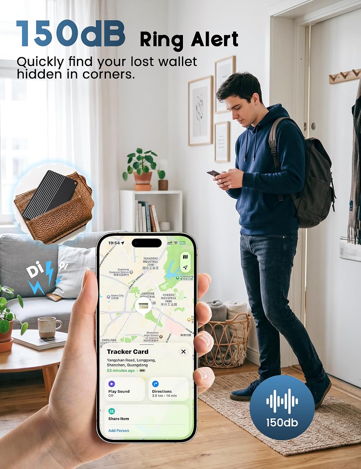 Wallet Tracker Card for Apple Find My or Google's Find Hub Device | 5-Year Battery Bluetooth Item Finder for iPhone, Slim Smart Tracking Card for Wallet, Luggage, Passport, Purse, Backpack