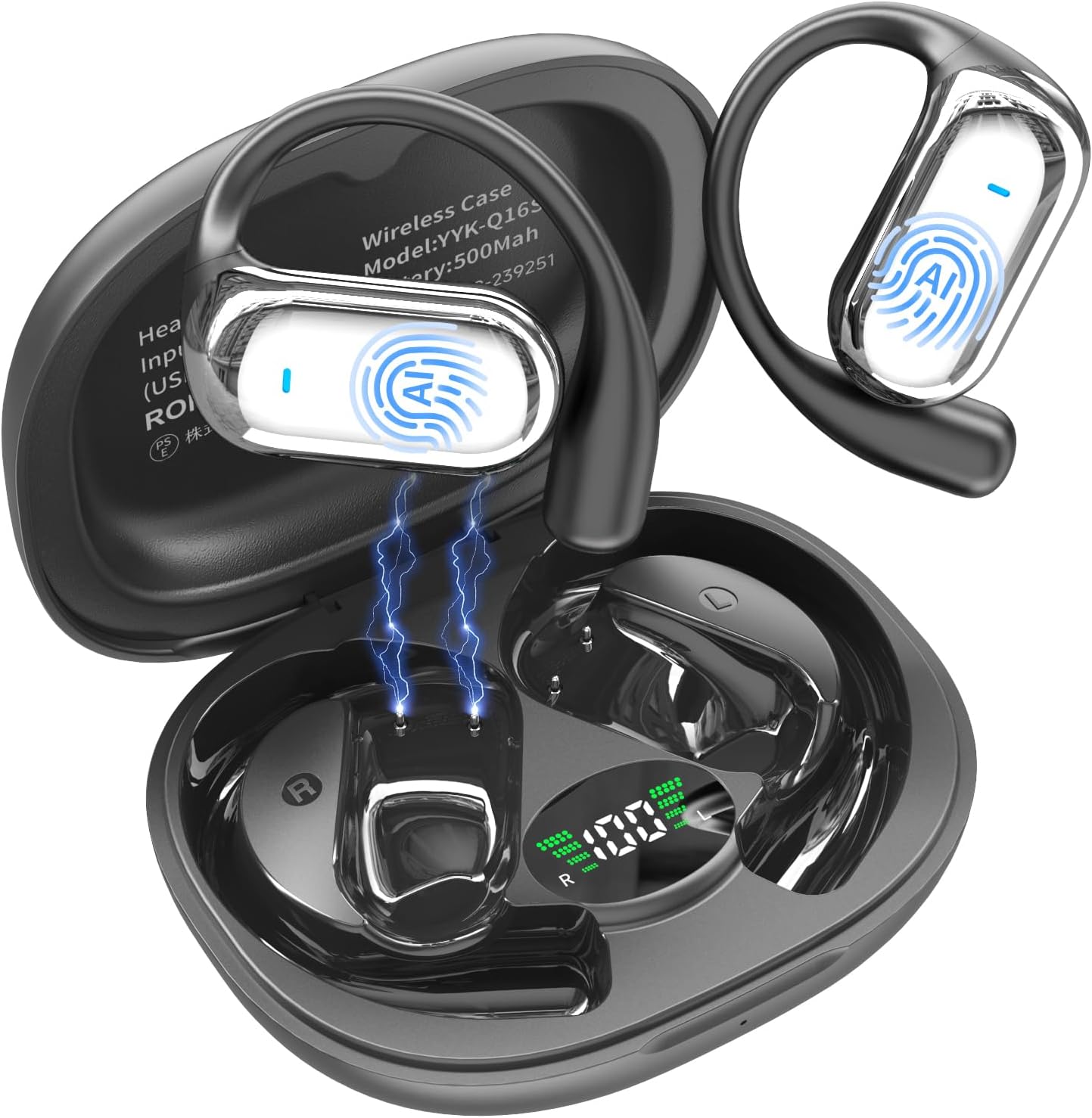 AI Translation Earbuds Real Time, 199+ Language Translator Earbuds, AI Enhanced Sound Audifonos Traductores Inglés Español, No Subscription Translating Headphones, OWS Open Ear 6-in-1 Smart Headphones