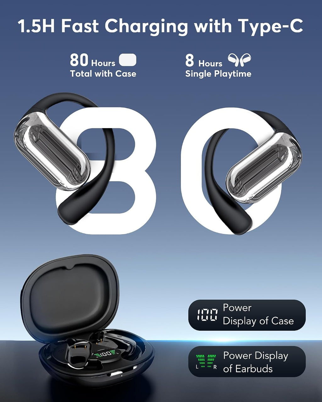 AI Translation Earbuds Real Time, 199+ Language Translator Earbuds, AI Enhanced Sound Audifonos Traductores Inglés Español, No Subscription Translating Headphones, OWS Open Ear 6-in-1 Smart Headphones