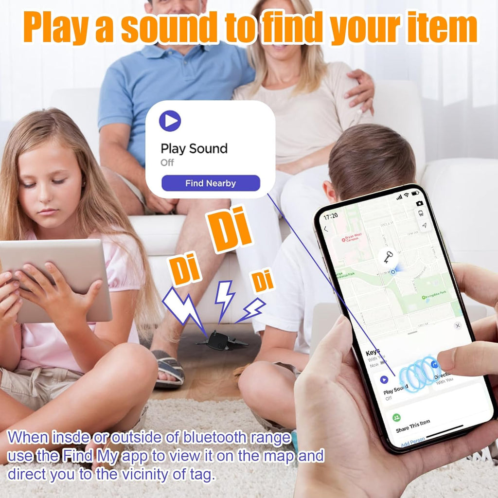 Tracker-4 Pack, Bluetooth Tracker Work with Find My (iOS Only), Smart Trakcer Key Finder and Item Locator with Lanyard, Tracker for Keys, Luggage Replaceable Battery (4 Packs)