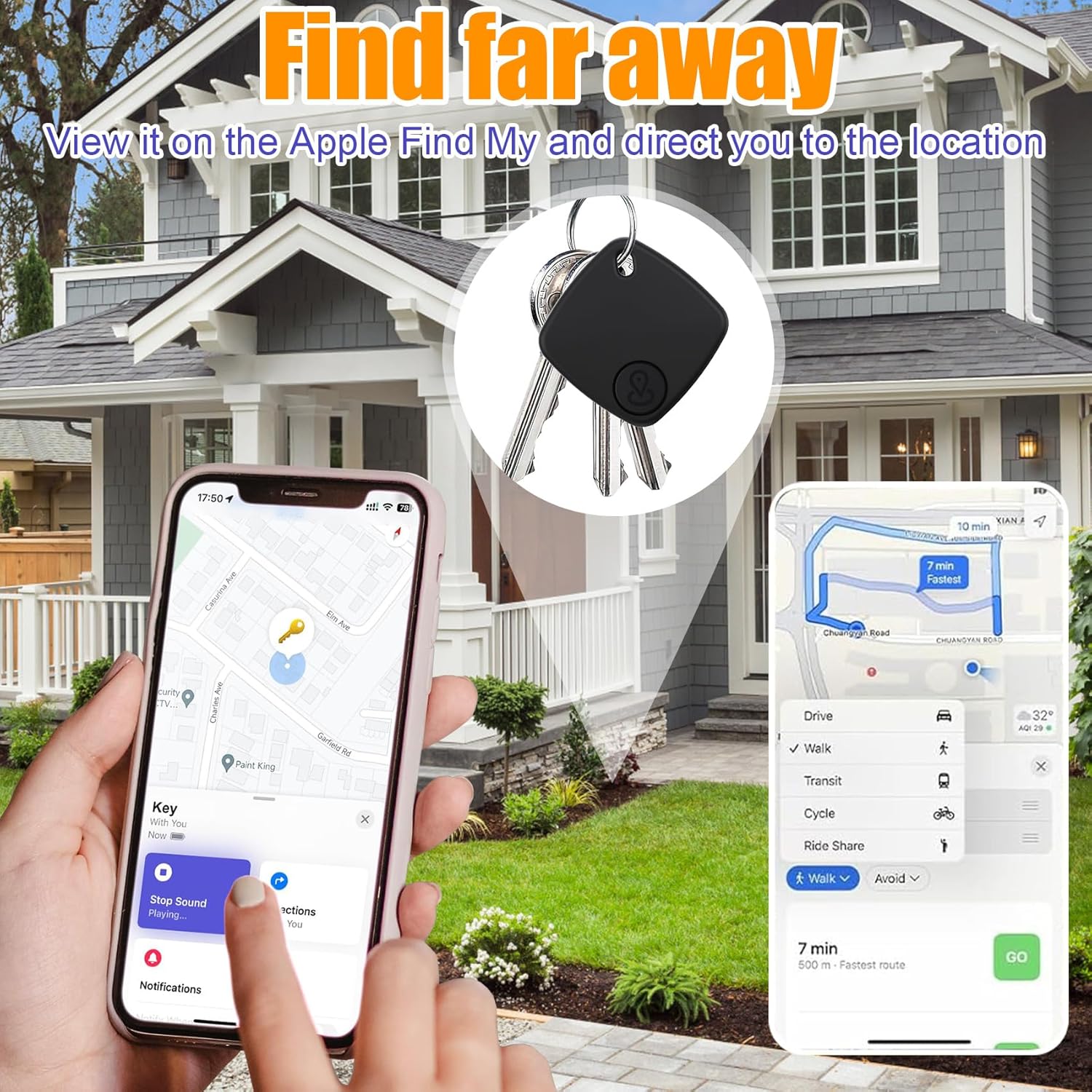 Tracker-4 Pack, Bluetooth Tracker Work with Find My (iOS Only), Smart Trakcer Key Finder and Item Locator with Lanyard, Tracker for Keys, Luggage Replaceable Battery (4 Packs)
